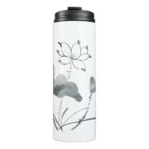 Chinoiserie Lotus Painting Personalised Add Name  Thermal Tumbler