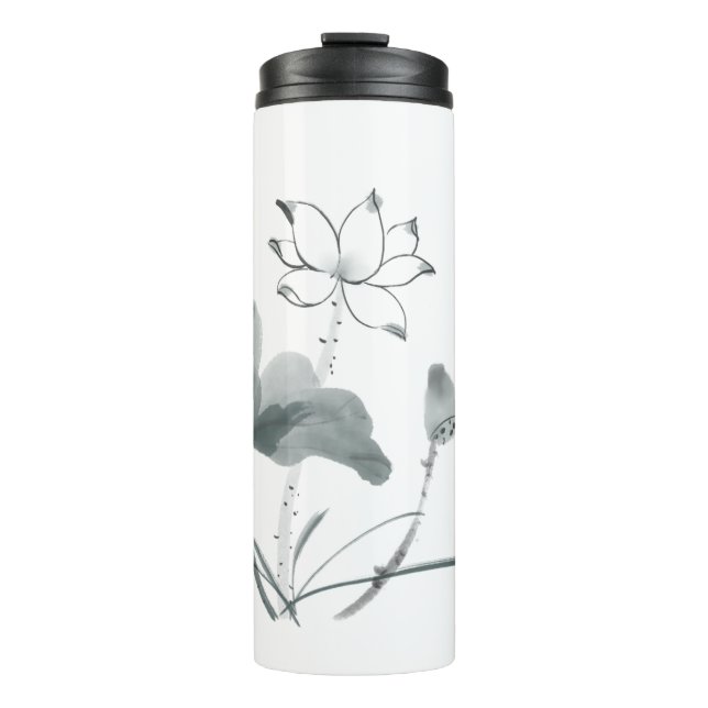 Chinoiserie Lotus Painting Personalised Add Name  Thermal Tumbler (Front)