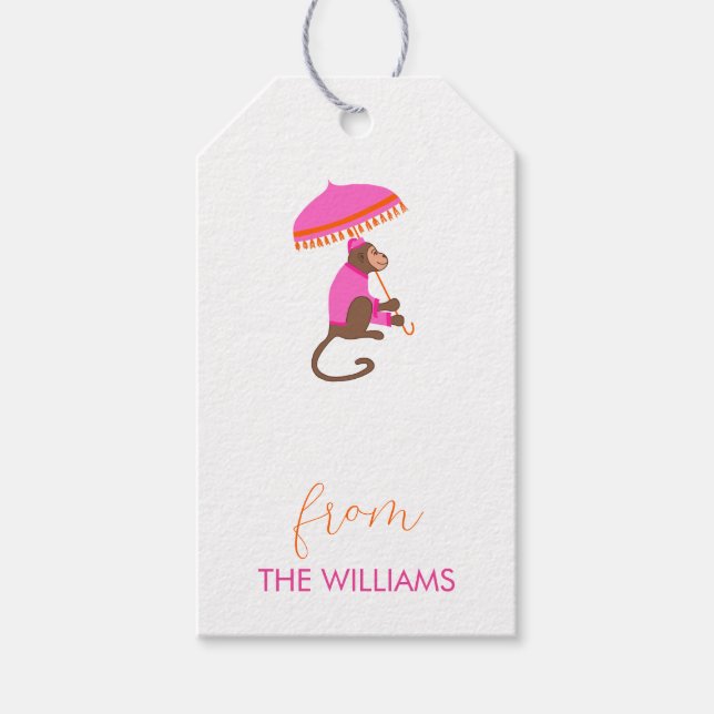 Chinoiserie Monkey Custom Gift Tags (Front)