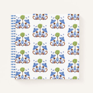 Chinoiserie Monkeys and Parasols Spiral Notebook