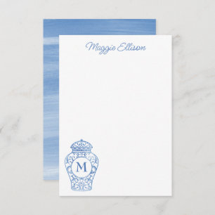 Chinoiserie Monogrammed Ginger Jar Note Cards