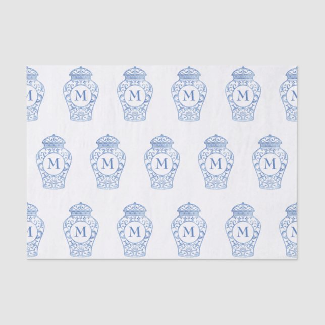 Chinoiserie Monogrammed Ginger Jar Tissue Paper (Front)