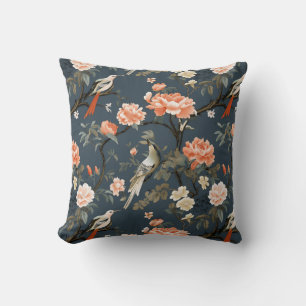 Chinoiserie on Denim Blue Cushion
