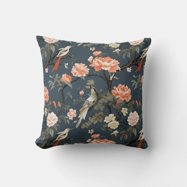 Chinoiserie on Denim Blue Cushion (Front)