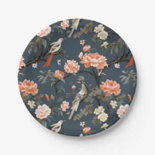 Chinoiserie on Denim Blue Paper Plate