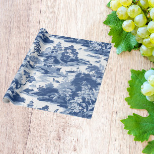 Chinoiserie Oriental Landscape Painting Wrapping Paper