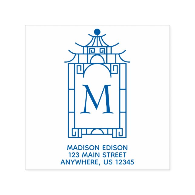 Chinoiserie Pagoda Address Self Inking Stamp (Design)