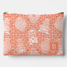 Chinoiserie Pagoda - Coral Preppy Asian Garden