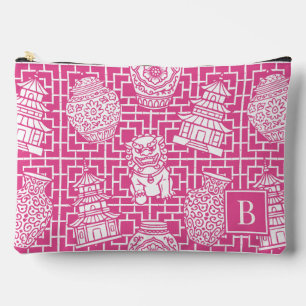 Chinoiserie Pagoda – Hot Pink Preppy Asian Garden Accessory Pouch