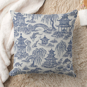 Chinoiserie Pagoda & Koi Pond Cushion