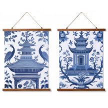 CHINOISERIE PAGODAS IN BLUE 1 & 2