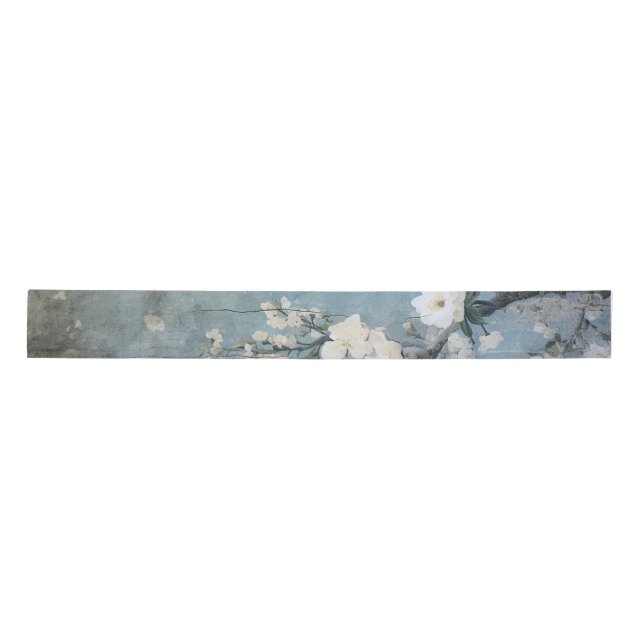 Chinoiserie Panel Distressed Blue - Customisable Satin Ribbon (Front)