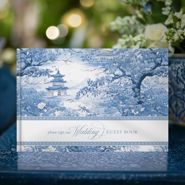 Chinoiserie Pattern & Geometric Border ID1094 Guest Book (Creator Uploaded)