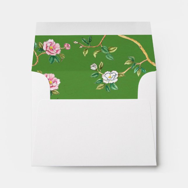 Chinoiserie pattern lined  return address  envelope (Back (Bottom))