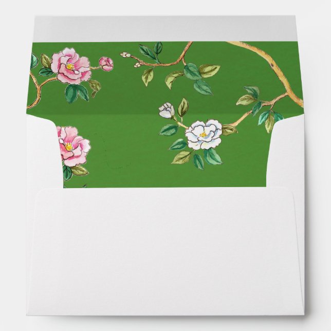 Chinoiserie pattern lined  return address  envelope (Back (Bottom))