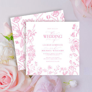 Chinoiserie Pink Victorian Floral Wedding Invitation