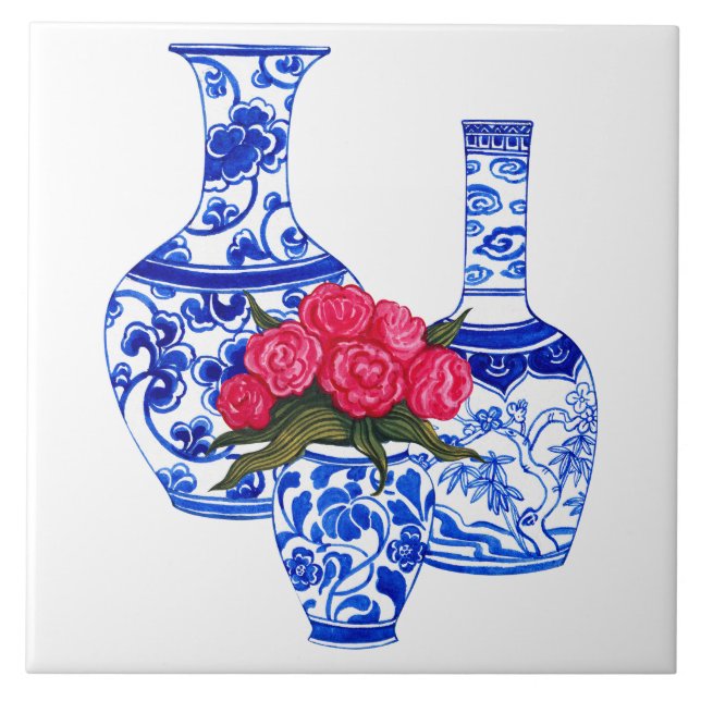 Chinoiserie Porcelain Vases Ceramic Tile (Front)