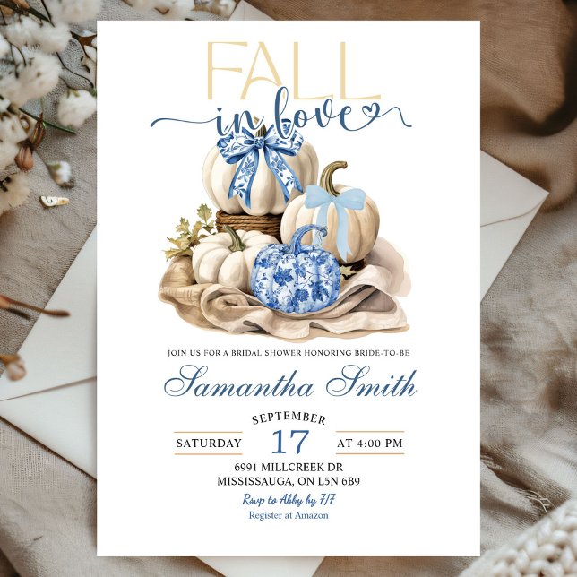 Chinoiserie Pumpkin Fall in Love Bridal Shower Invitation (Creator Uploaded)