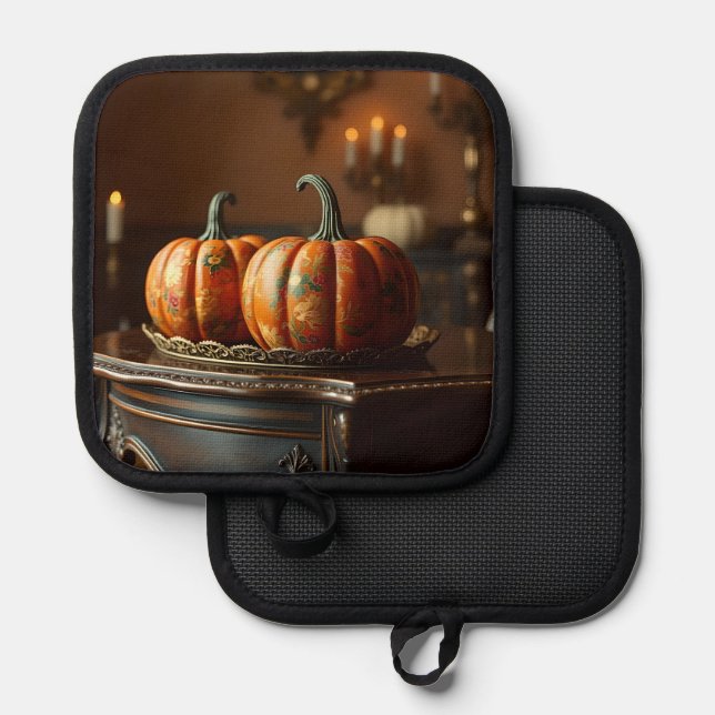Chinoiserie pumpkins pot holder (Front/Back)
