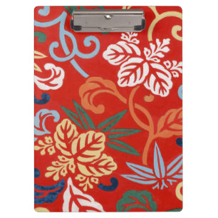 Chinoiserie Red Hawaiian Floral Japanese Kimono Clipboard