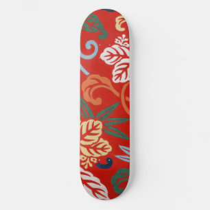 Chinoiserie Red Hawaiian Floral Japanese Kimono Skateboard