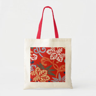 Chinoiserie Red Hawaiian Floral Japanese Kimono Tote Bag