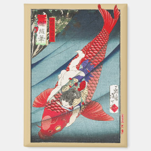 Chinoiserie Red Koi Carp & Heroic Boy Print Magnet
