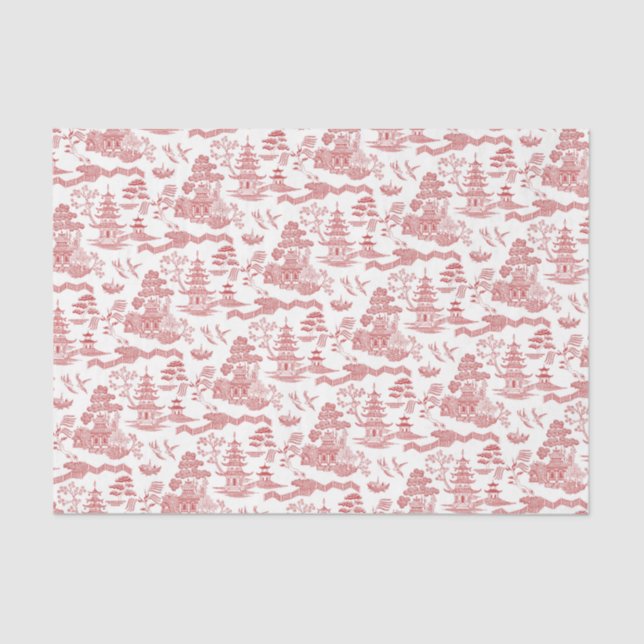 Chinoiserie Red Willow Decoupage Tissue Paper (Front)