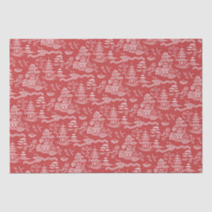 Chinoiserie Red Willow Reverse Decoupage Tissue Paper