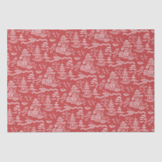 Chinoiserie Red Willow Reverse Decoupage Tissue Paper