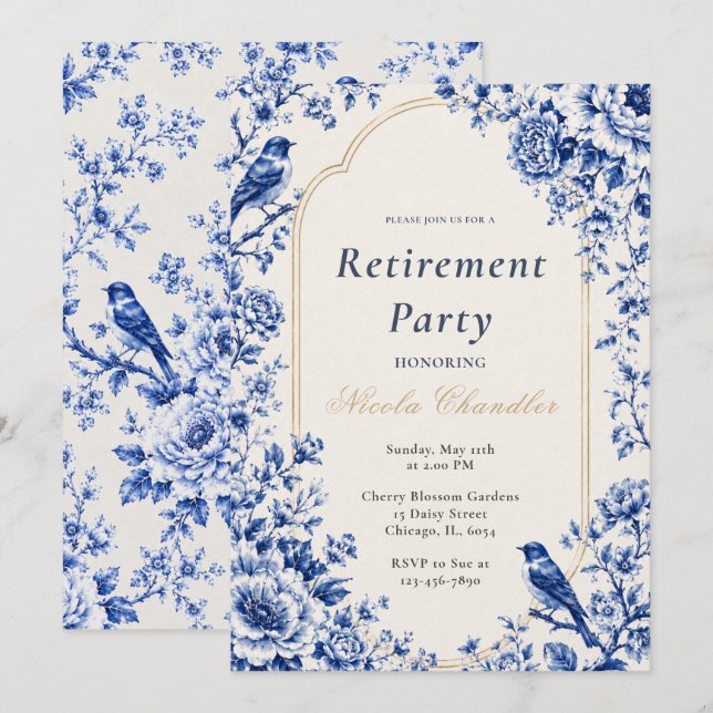 Chinoiserie Retirement Party Invitation (Front/Back)