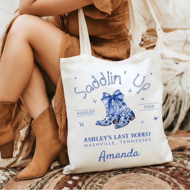 Chinoiserie Saddlin' Up Bachelorette Party  Tote Bag (Creator Uploaded)