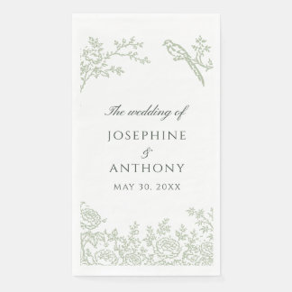 Chinoiserie Sage Green Floral Wedding Napkins