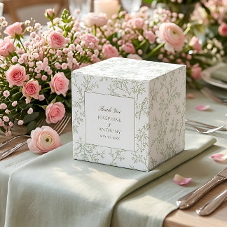 Chinoiserie Sage Green Floral Wedding Welcome Favour Box