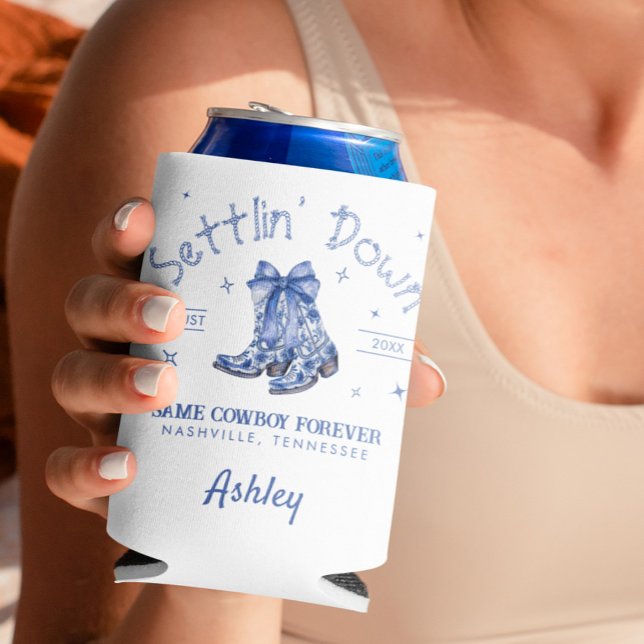 Chinoiserie Settlin' Down Bachelorette Party  Seltzer Can Cooler (Creator Uploaded)