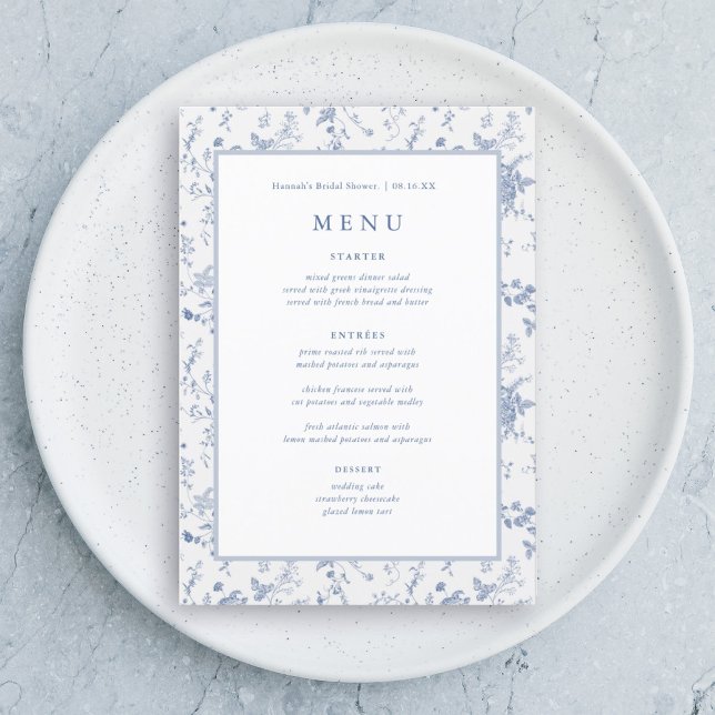 Chinoiserie Something Blue Bridal Shower Menu (Creator Uploaded)