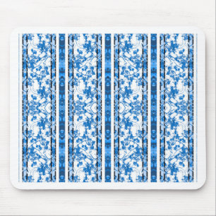 Chinoiserie Striped Floral Print Mouse Pad