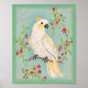 Chinoiserie Style Cockatoo Painting Poster