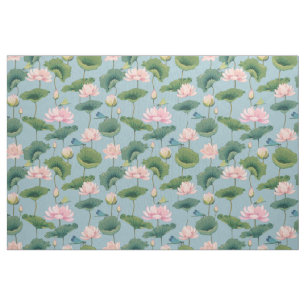 Chinoiserie style lotus and dragonfly fabric