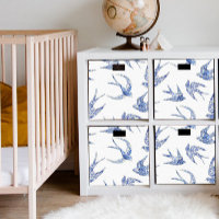 Chinoiserie Swallow Bird Blue White Decoupage