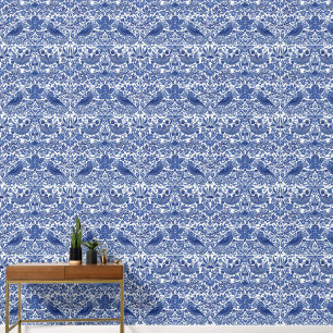 Chinoiserie Tamarind Bird Wedgewood Blue Designer Wallpaper