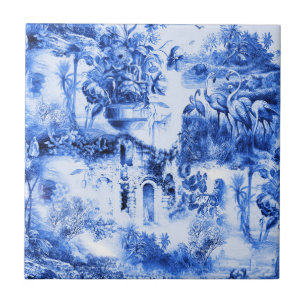 Chinoiserie toile,blue willow,blue china  ceramic tile