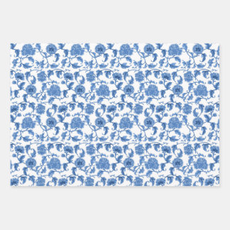 Chinoiserie Toile Blue Willow Wrapping Paper Sheet