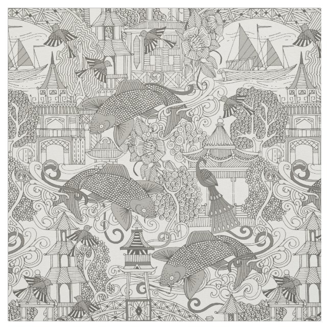 chinoiserie toile mono fabric (Swatch)