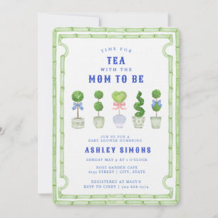 Chinoiserie Topiary Baby Shower Tea Party Invitation
