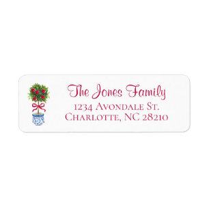 Chinoiserie Topiary Christmas Return Address Label