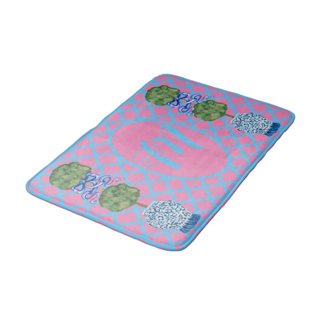 Chinoiserie Topiary Ginger Jar Jars  Bath Mat (Angled)
