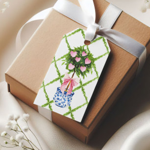 Chinoiserie Topiary Hearts Valentine's Day Gift Tags