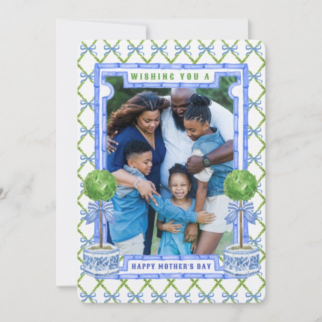 Chinoiserie Topiary Mother's Day Photo Card (Front)