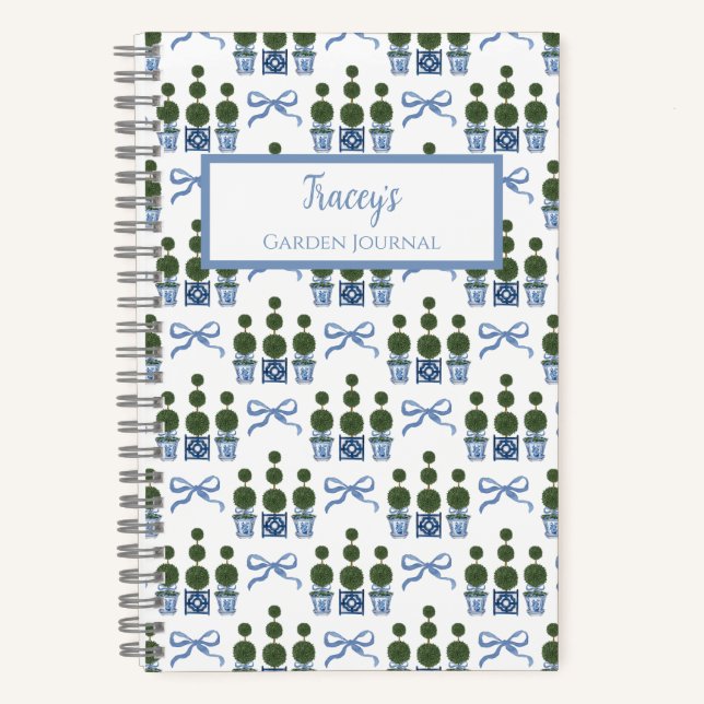 Chinoiserie Topiary Personalized Journal Notebook (Front)